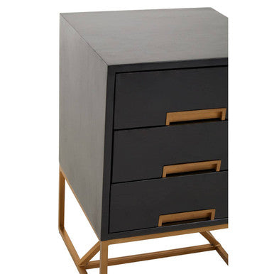 Kochi Black Mango Wood 3 Drawer Side Table