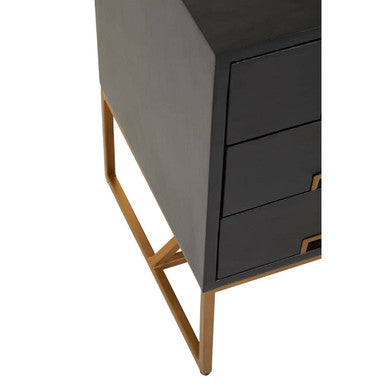 Kochi Black Mango Wood 3 Drawer Side Table