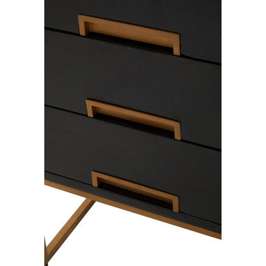 Kochi Black Mango Wood 3 Drawer Side Table
