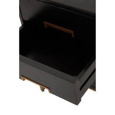 Kochi Black Mango Wood 3 Drawer Side Table