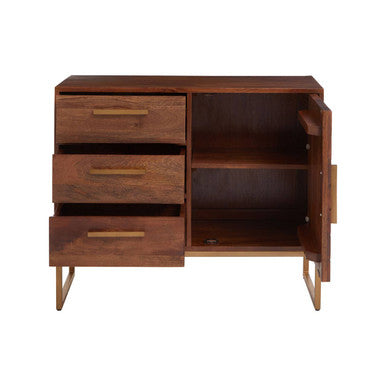 Gaya Natural Mango Wood 1 Door and 3 Drawer Sideboard
