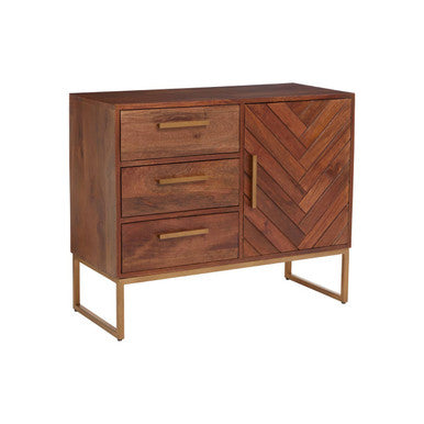 Gaya Natural Mango Wood 1 Door and 3 Drawer Sideboard