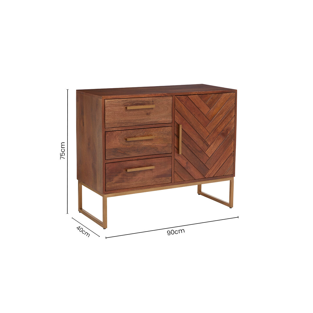 Gaya Natural Mango Wood 1 Door and 3 Drawer Sideboard