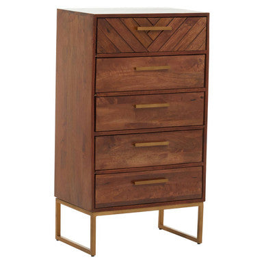 Gaya Natural Mango Wood 5 Drawer Chest