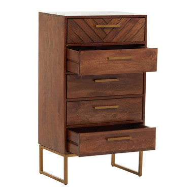 Gaya Natural Mango Wood 5 Drawer Chest