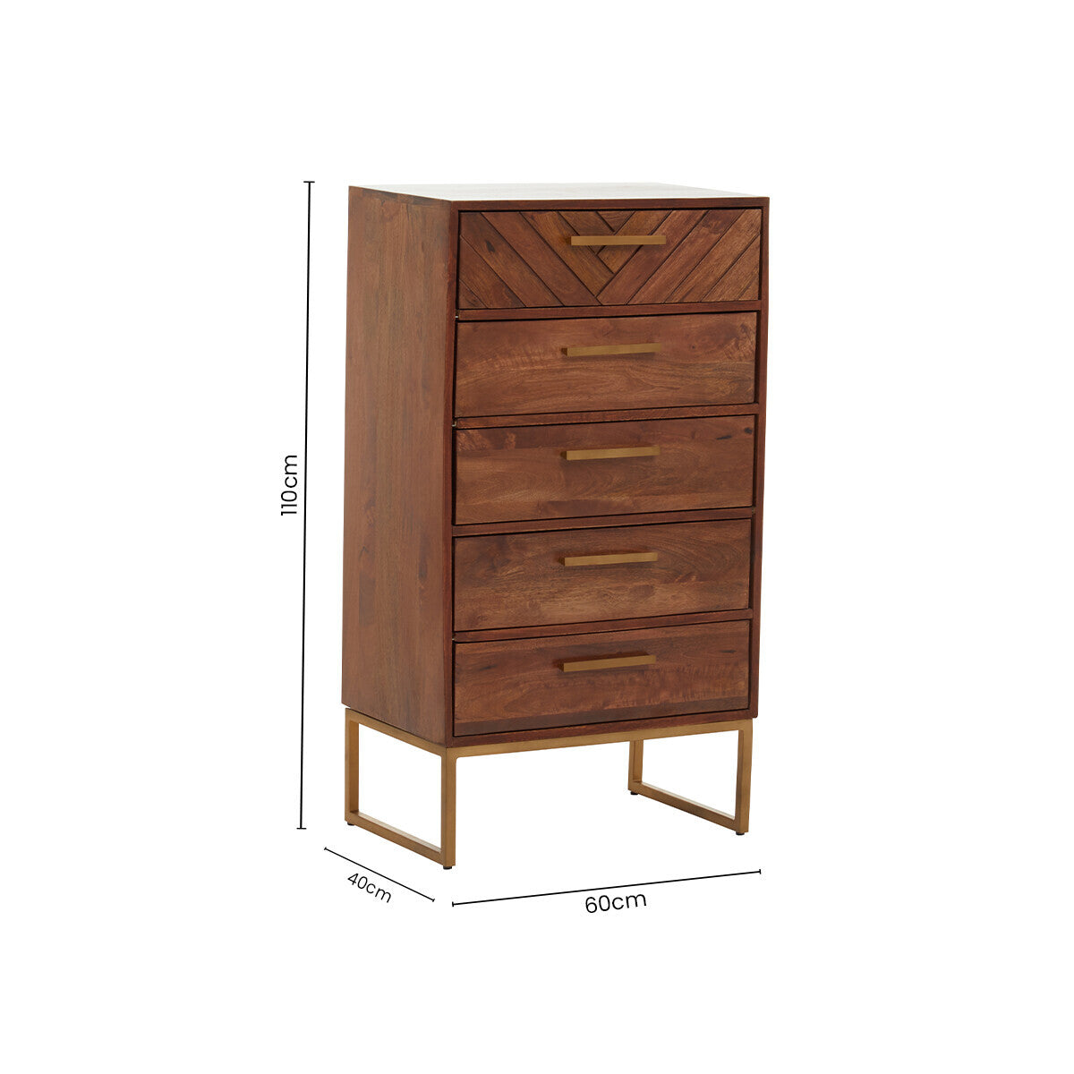 Gaya Natural Mango Wood 5 Drawer Chest