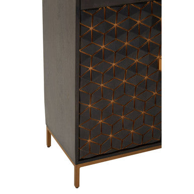 Patna Grey Finish Mango Wood Tall Cabinet