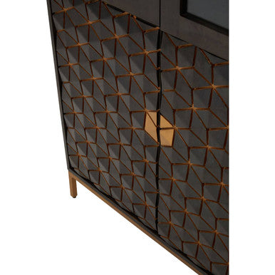 Patna Grey Finish Mango Wood Tall Cabinet