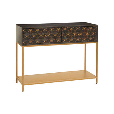 Patna Grey Finish Mango Wood Console Table with Drawers