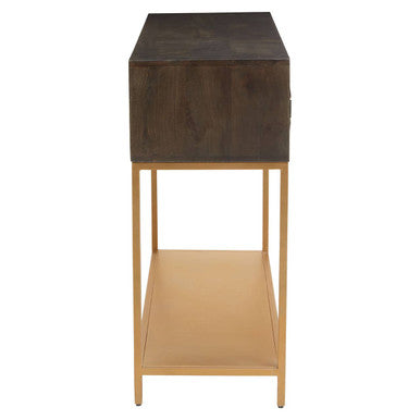 Patna Grey Finish Mango Wood Console Table with Drawers