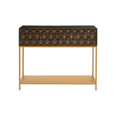 Patna Grey Finish Mango Wood Console Table with Drawers