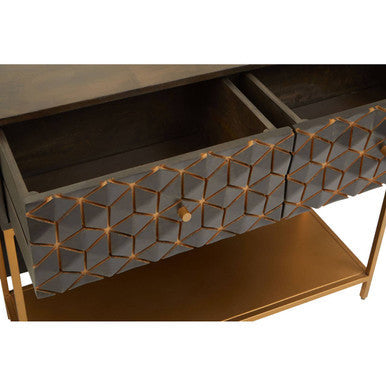 Patna Grey Finish Mango Wood Console Table with Drawers