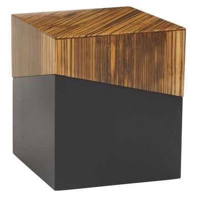 Gabor Black and Natural Bamboo Square Side Table