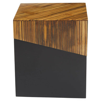 Gabor Black and Natural Bamboo Square Side Table