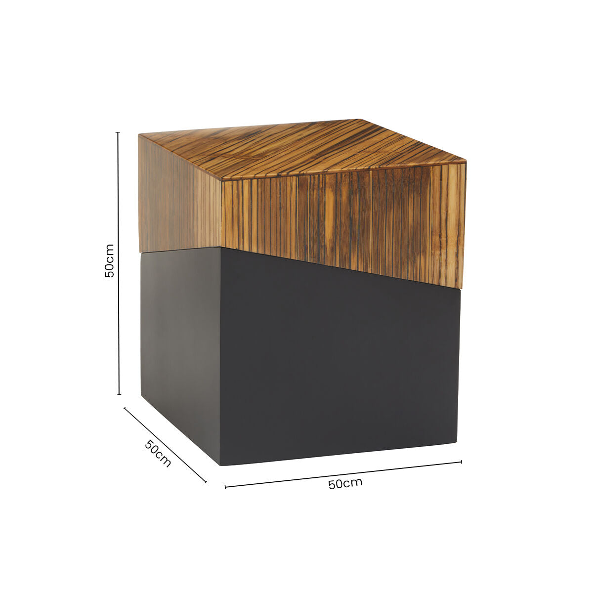 Gabor Black and Natural Bamboo Square Side Table