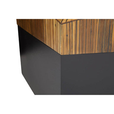 Gabor Black and Natural Bamboo Square Side Table