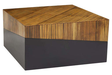 Gabor Black and Natural Bamboo Small Square Coffee Table