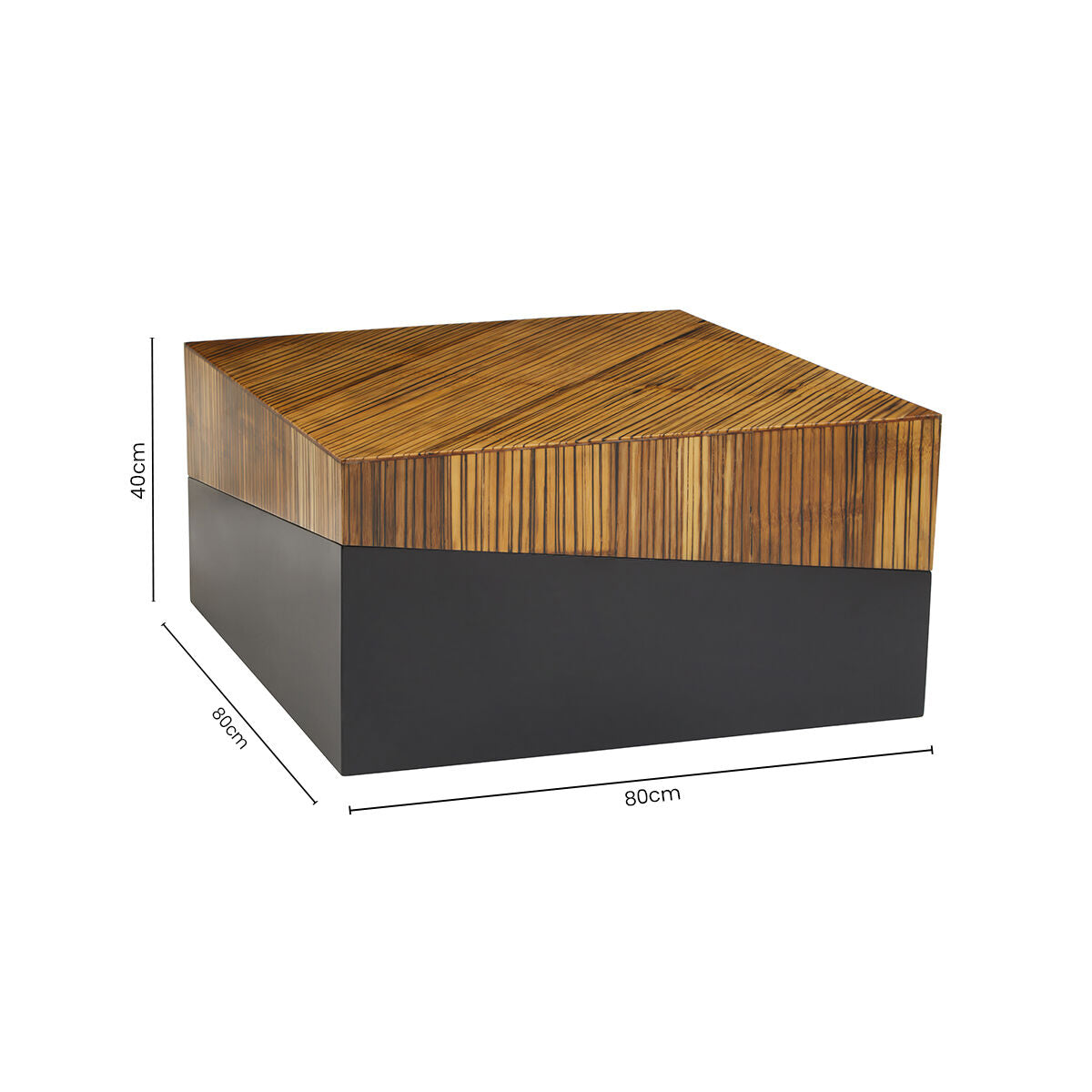 Gabor Black and Natural Bamboo Small Square Coffee Table