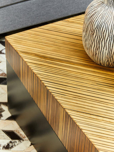 Gabor Black and Natural Bamboo Small Square Coffee Table