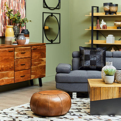 Gabor Black and Natural Bamboo Small Square Coffee Table