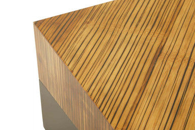 Gabor Black and Natural Bamboo Small Square Coffee Table