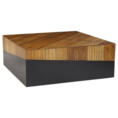 Gabor Black and Natural Bamboo Large Square Coffee Table