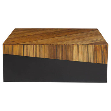 Gabor Black and Natural Bamboo Large Square Coffee Table