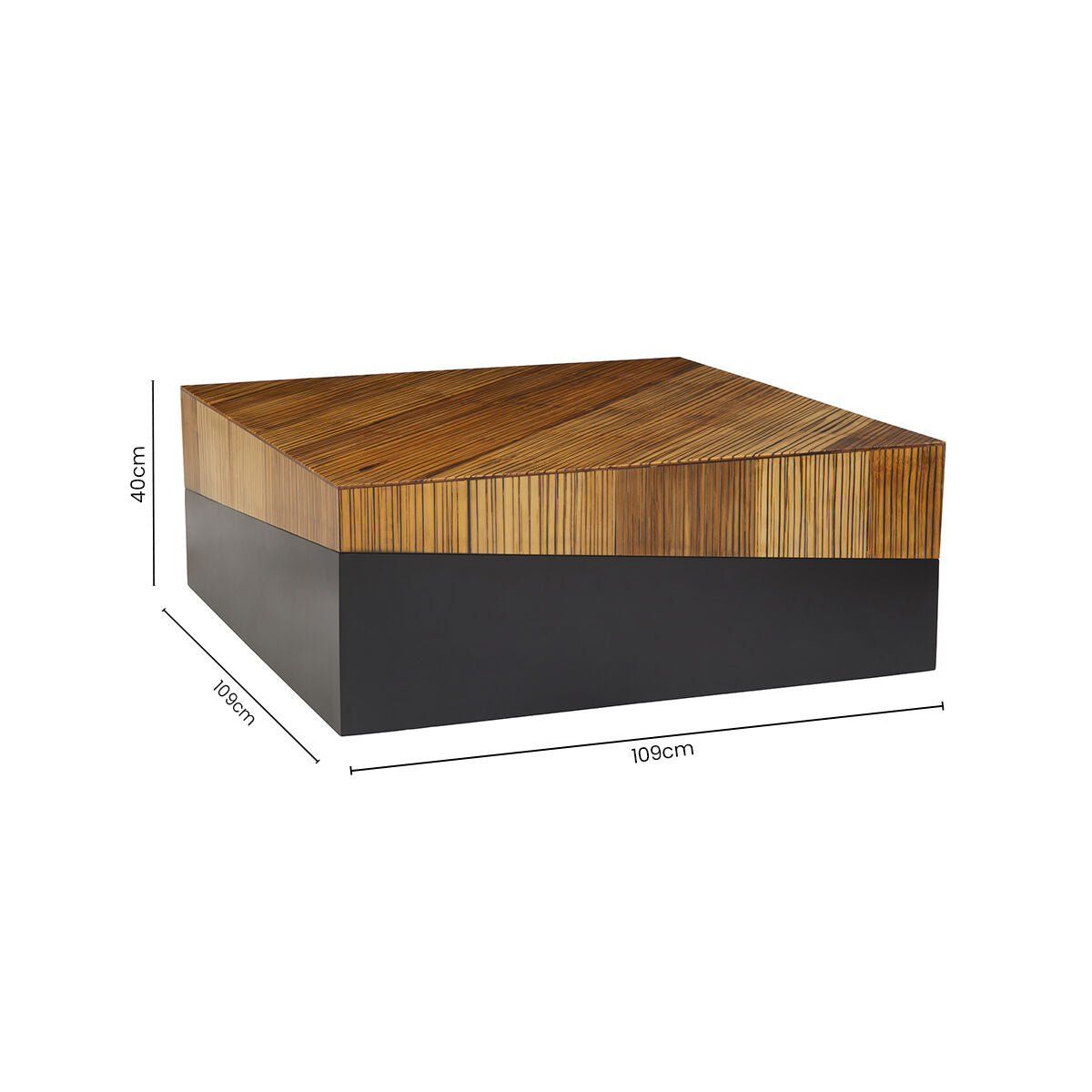 Gabor Black and Natural Bamboo Large Square Coffee Table
