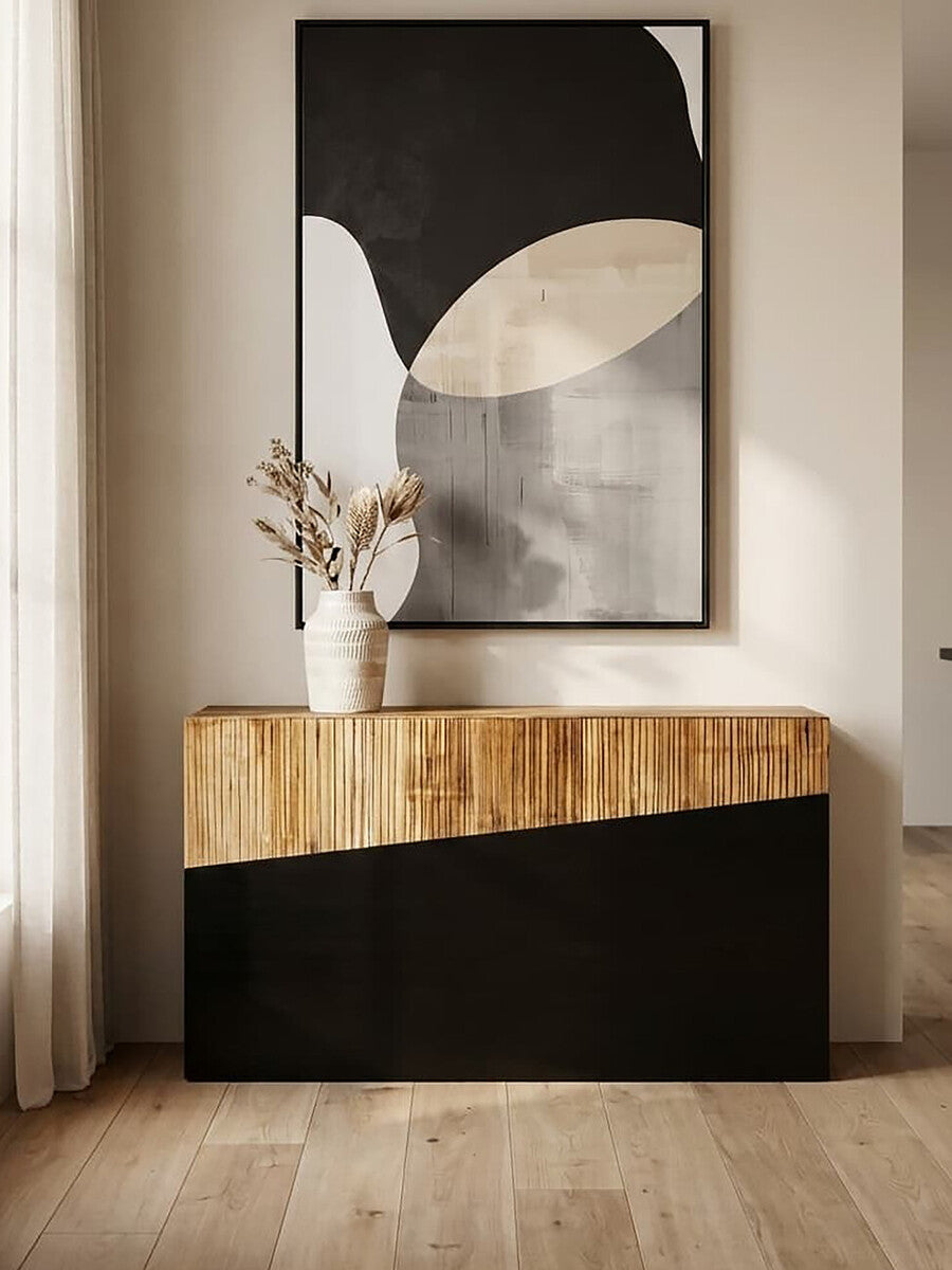 Gabor Black and Natural Bamboo Console Table