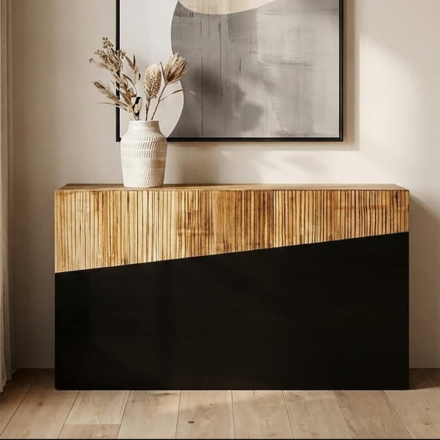 Gabor Black and Natural Bamboo Console Table