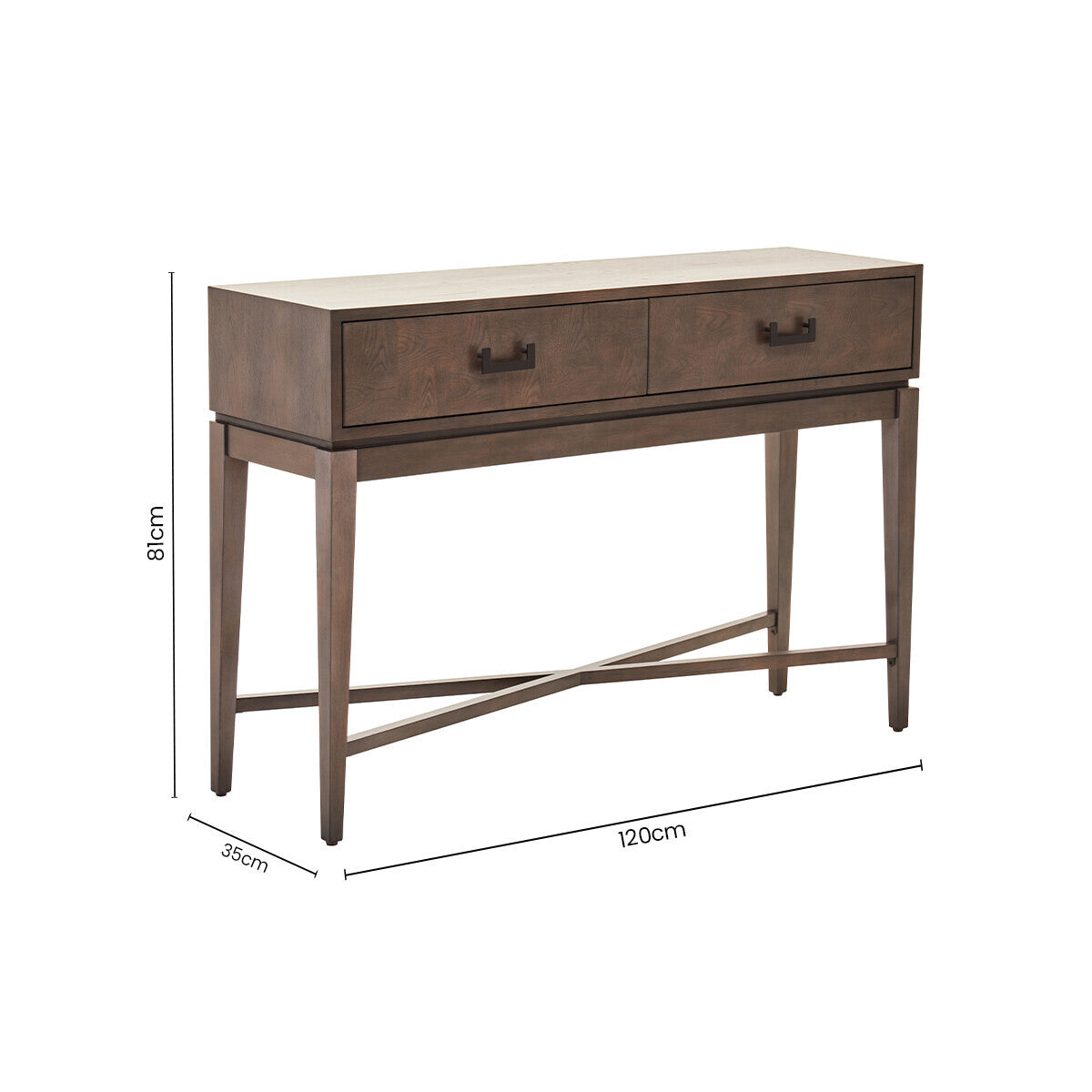 Dimaro Antique Grey Finish 2 Drawer Console Table
