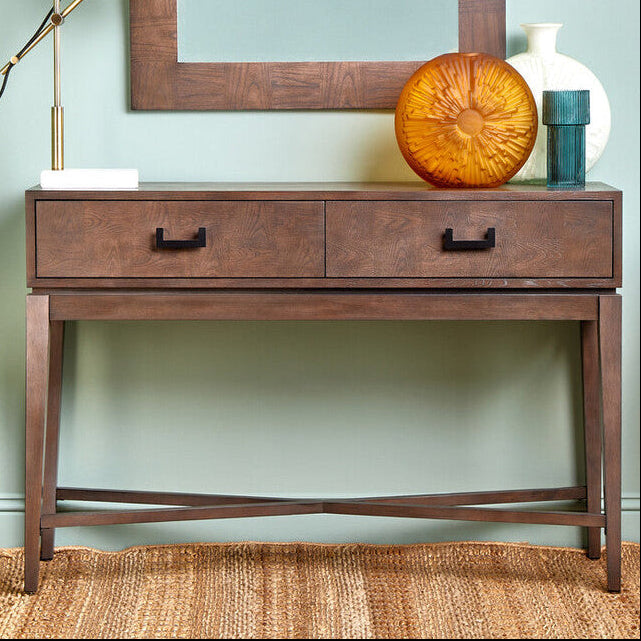 Dimaro Antique Grey Finish 2 Drawer Console Table