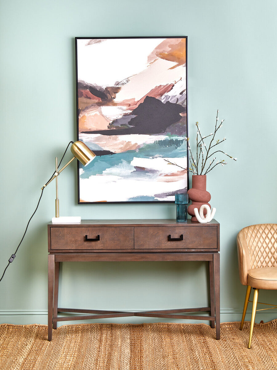 Dimaro Antique Grey Finish 2 Drawer Console Table