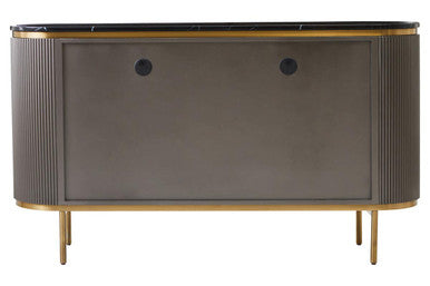 Dervio Black Marble and Grey Wood Effect 4 Door Sideboard