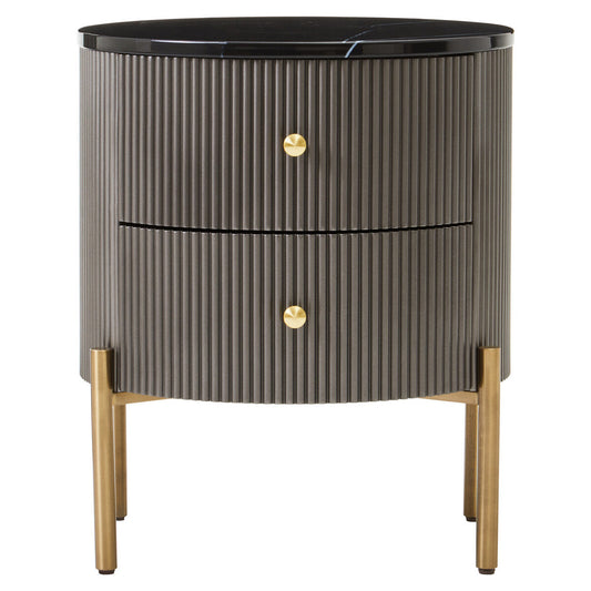 Dervio Black Marble and Grey Wood Effect 2 Drawer Chest