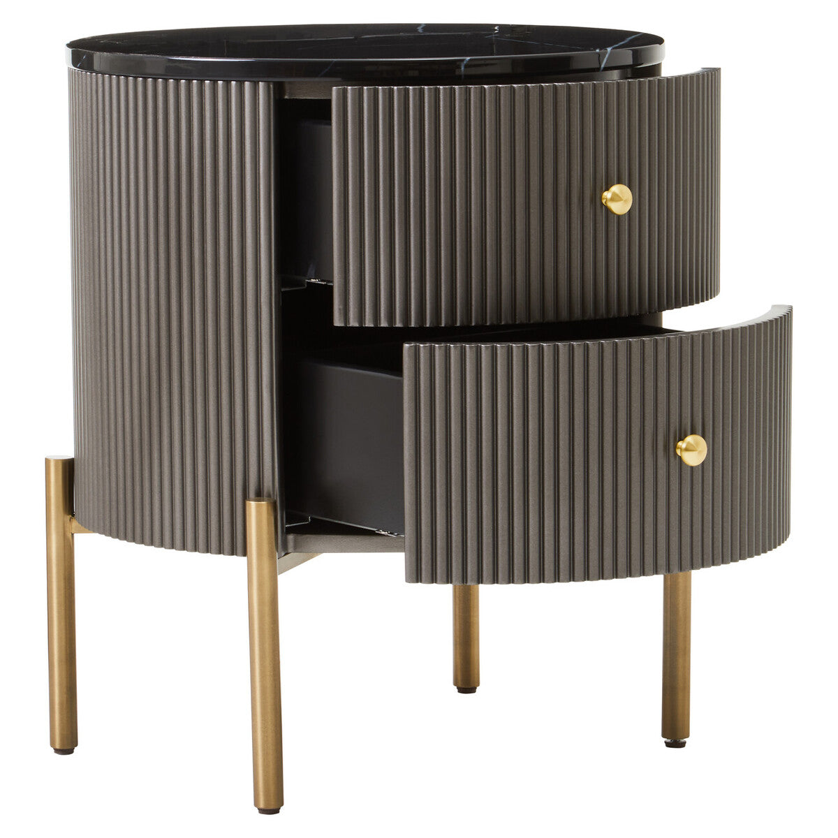 Dervio Black Marble and Grey Wood Effect 2 Drawer Chest