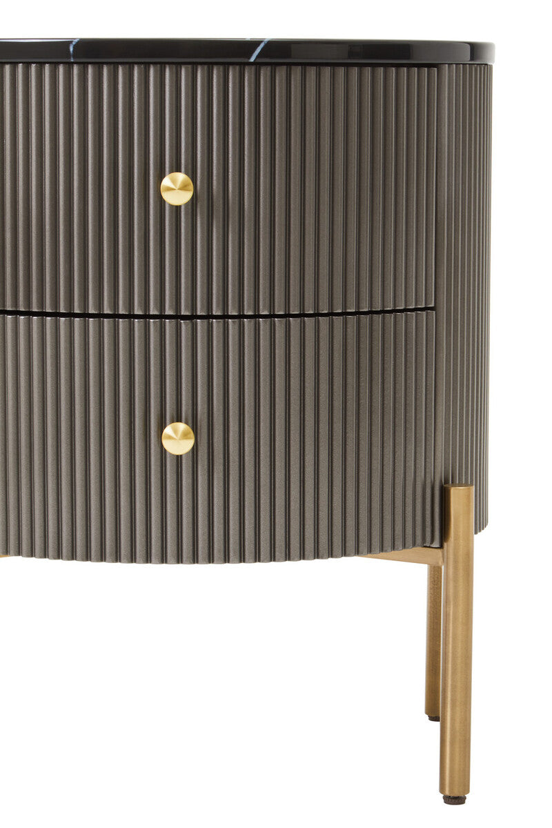 Dervio Black Marble and Grey Wood Effect 2 Drawer Chest
