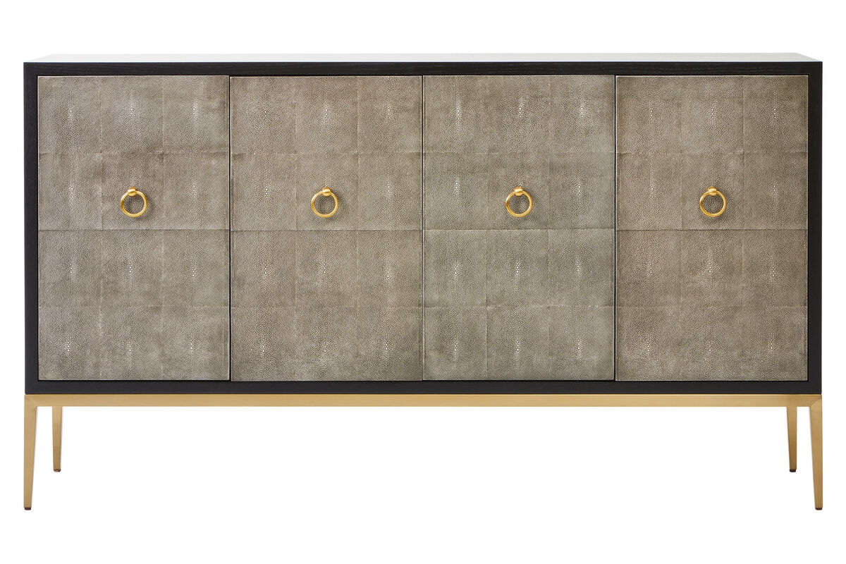 Deruta Black and Grey Shagreen Effect 4 Door Sideboard