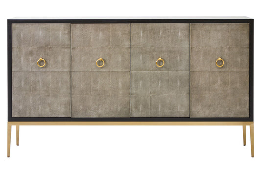 Black and Grey Shagreen Effect 4 Door Sideboard