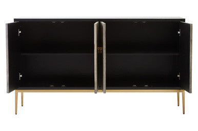 Deruta Black and Grey Shagreen Effect 4 Door Sideboard