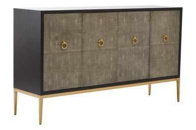 Deruta Black and Grey Shagreen Effect 4 Door Sideboard