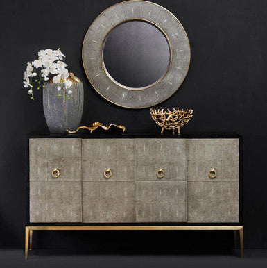 Deruta Black and Grey Shagreen Effect 4 Door Sideboard