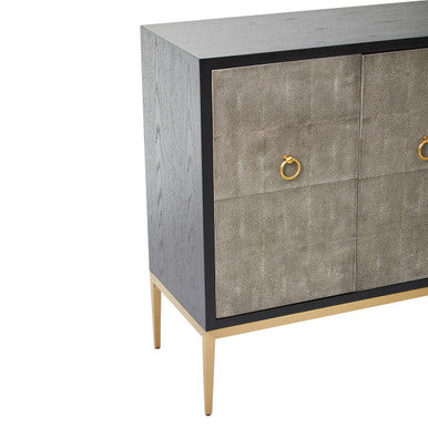 Deruta Black and Grey Shagreen Effect 4 Door Sideboard