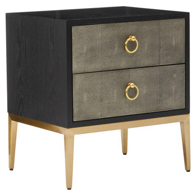 Deruta Black and Grey Shagreen Effect 2 Drawer Side Table
