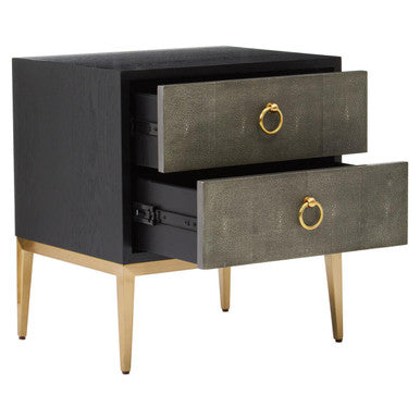 Deruta Black and Grey Shagreen Effect 2 Drawer Side Table
