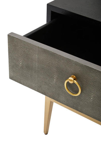 Deruta Black and Grey Shagreen Effect 2 Drawer Side Table