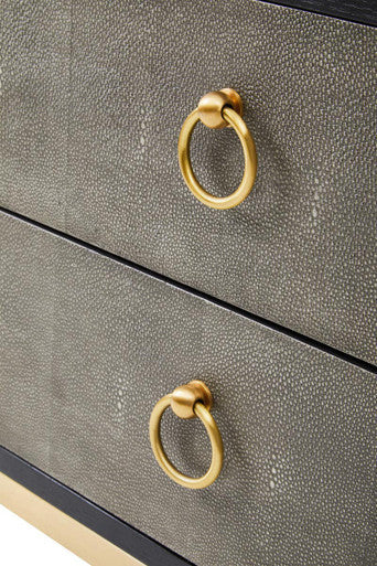 Deruta Black and Grey Shagreen Effect 2 Drawer Side Table