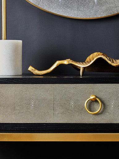 Deruta Black and Grey Shagreen Effect 1 Drawer Console Table