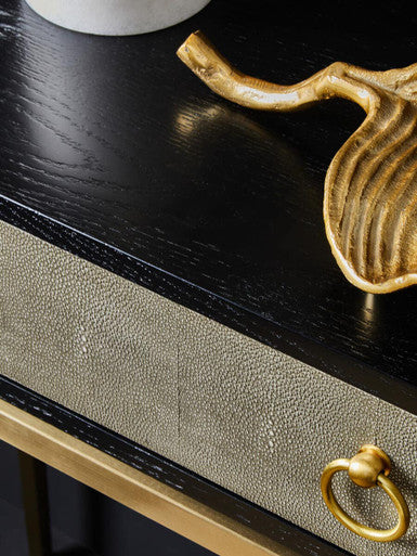 Deruta Black and Grey Shagreen Effect 1 Drawer Console Table