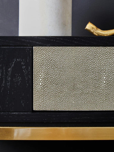 Deruta Black and Grey Shagreen Effect 1 Drawer Console Table